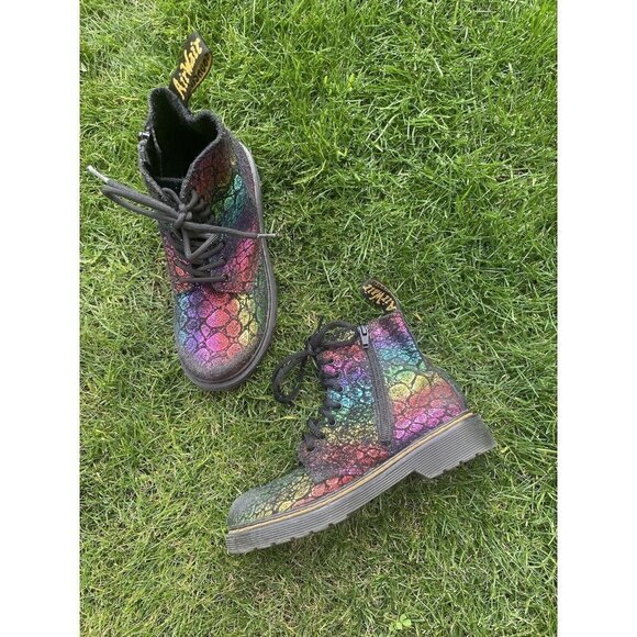 Dr. Martens 1460 pascal rainbow croc metallic zip up suede boot 2 - Picture 1 of 4